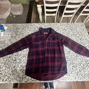 Orvis Red and Navy Plaid Flannel Shirt